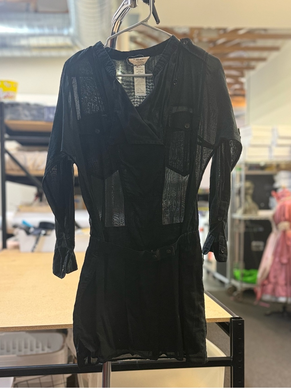 Isabel Marant Black Long Sleeve Sheer Panel Dress